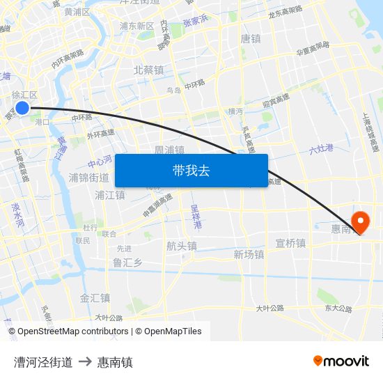 漕河泾街道 to 惠南镇 map