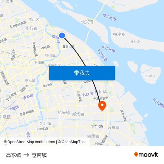 高东镇 to 惠南镇 map