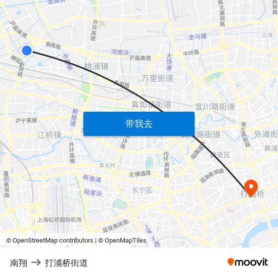 南翔 to 打浦桥街道 map