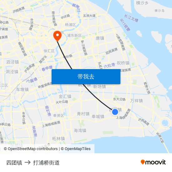 四团镇 to 打浦桥街道 map