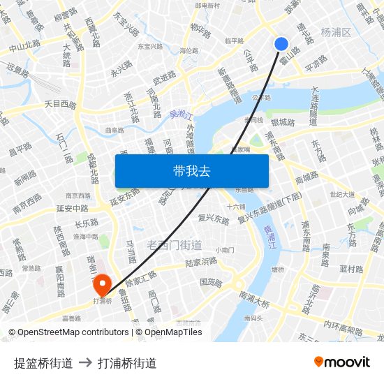 提篮桥街道 to 打浦桥街道 map
