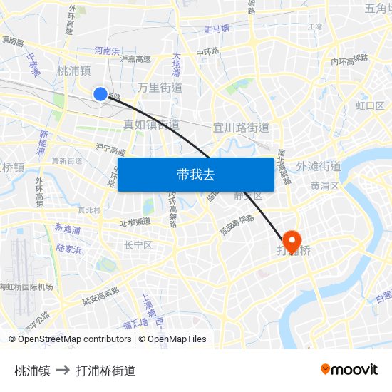 桃浦镇 to 打浦桥街道 map