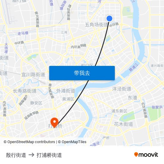 殷行街道 to 打浦桥街道 map