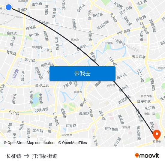 长征镇 to 打浦桥街道 map