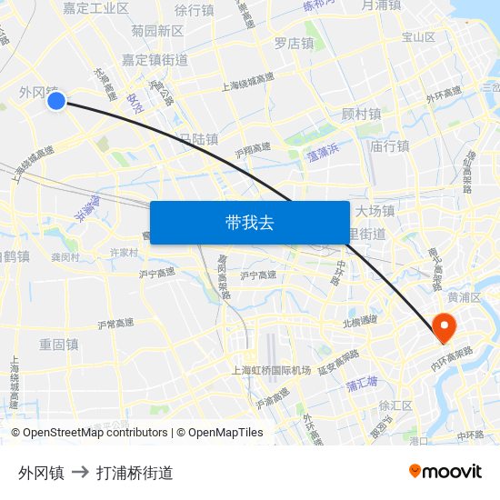 外冈镇 to 打浦桥街道 map