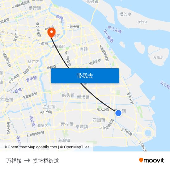 万祥镇 to 提篮桥街道 map