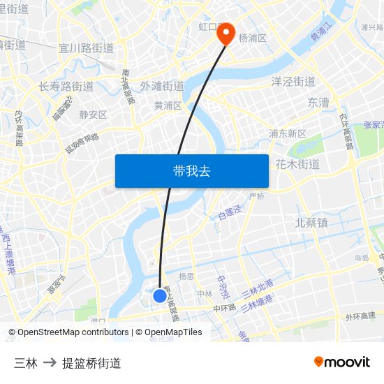 三林 to 提篮桥街道 map