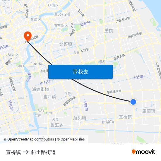 宣桥镇 to 斜土路街道 map