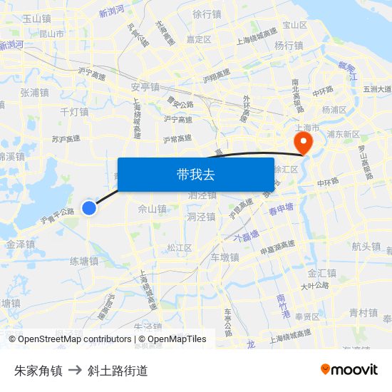 朱家角镇 to 斜土路街道 map