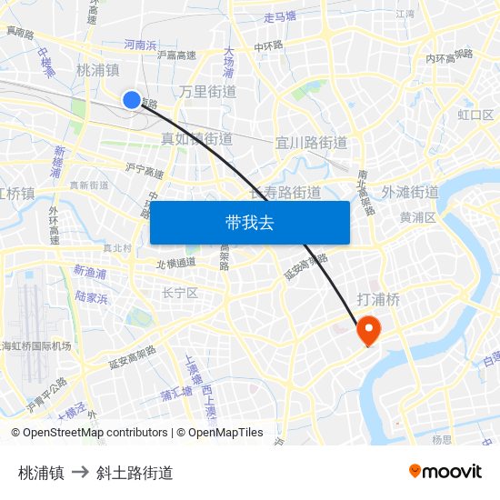 桃浦镇 to 斜土路街道 map