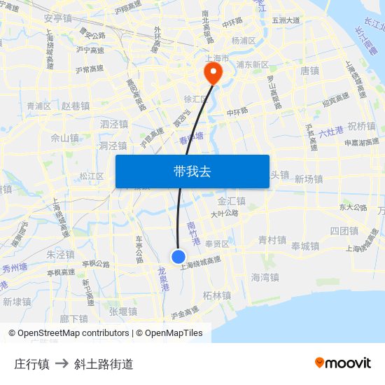 庄行镇 to 斜土路街道 map