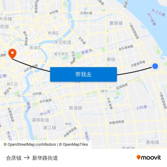 合庆镇 to 新华路街道 map