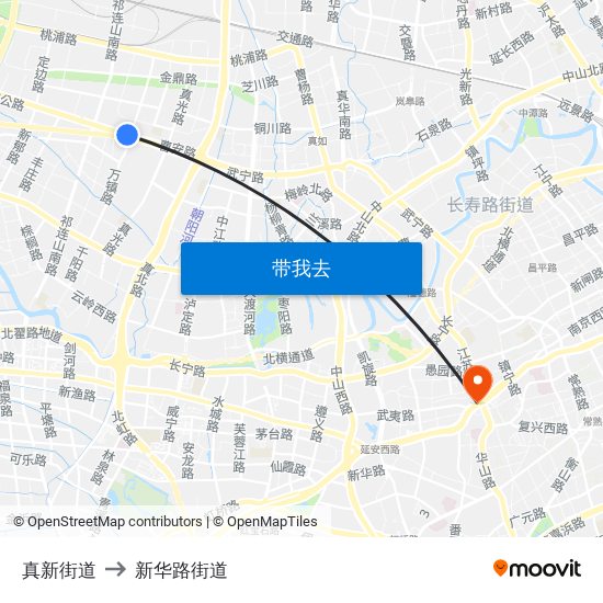 真新街道 to 新华路街道 map