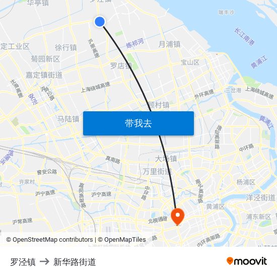 罗泾镇 to 新华路街道 map