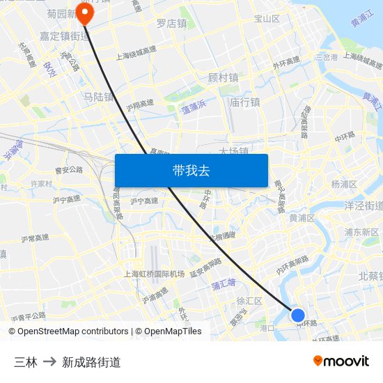 三林 to 新成路街道 map