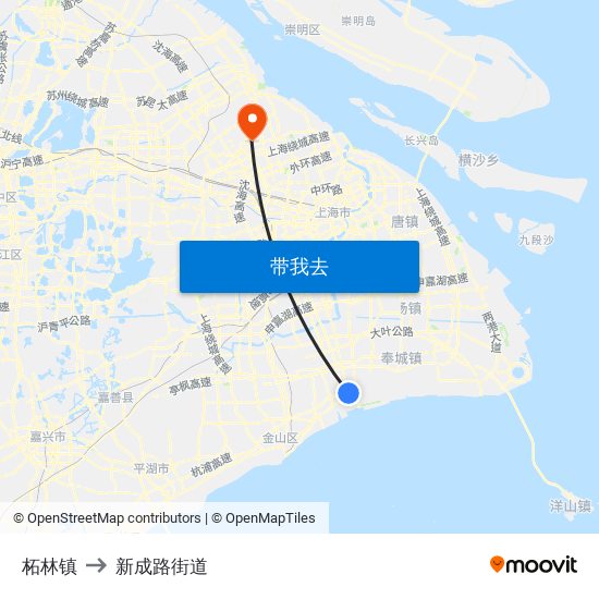 柘林镇 to 新成路街道 map