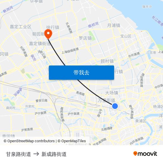 甘泉路街道 to 新成路街道 map