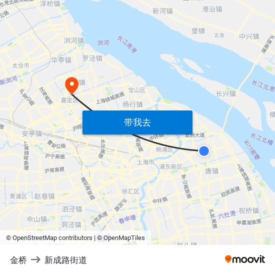 金桥 to 新成路街道 map