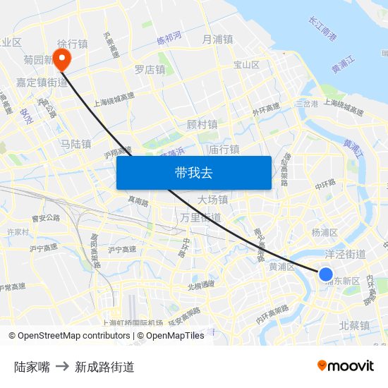 陆家嘴 to 新成路街道 map