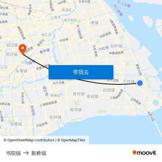 书院镇 to 新桥镇 map