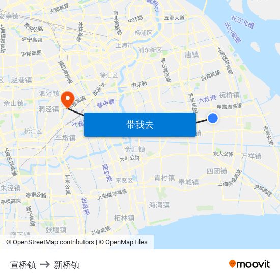 宣桥镇 to 新桥镇 map