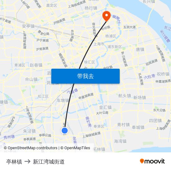 亭林镇 to 新江湾城街道 map