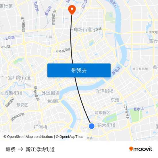 塘桥 to 新江湾城街道 map