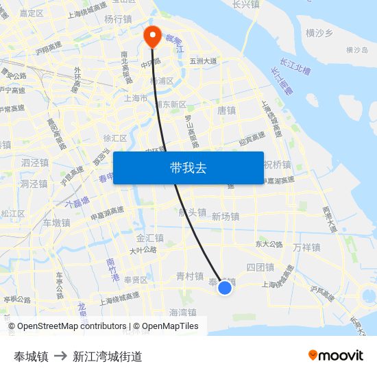奉城镇 to 新江湾城街道 map