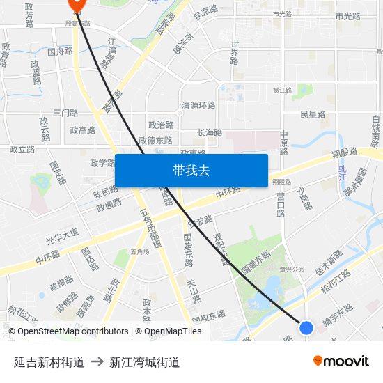 延吉新村街道 to 新江湾城街道 map