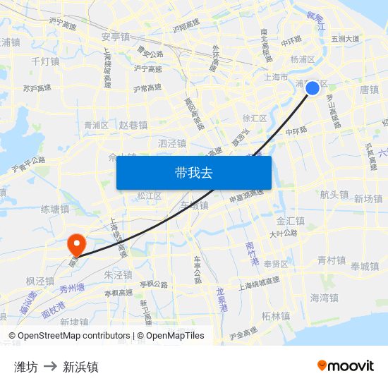 潍坊 to 新浜镇 map