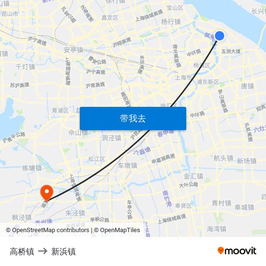 高桥镇 to 新浜镇 map