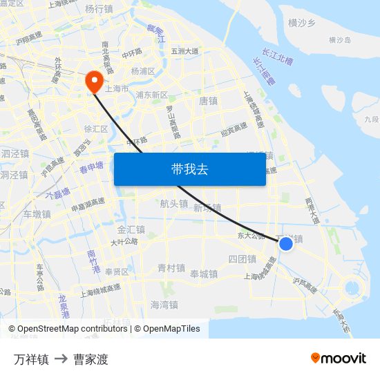 万祥镇 to 曹家渡 map