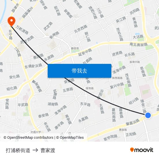 打浦桥街道 to 曹家渡 map