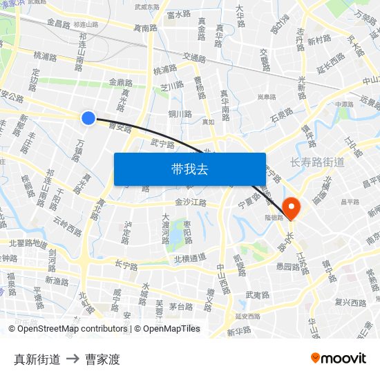 真新街道 to 曹家渡 map