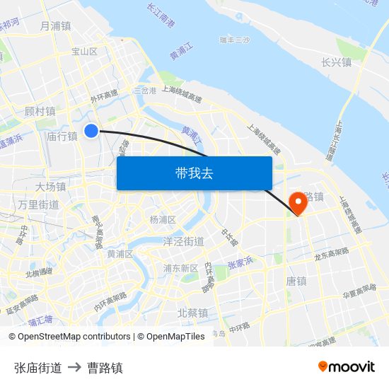 张庙街道 to 曹路镇 map