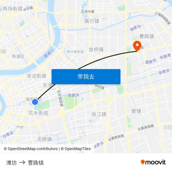 潍坊 to 曹路镇 map