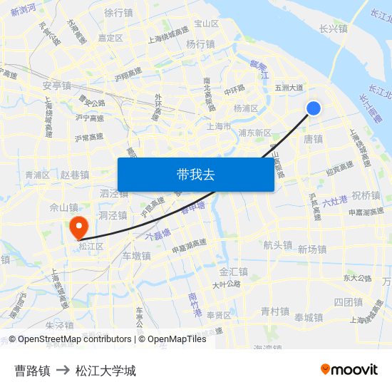曹路镇 to 松江大学城 map
