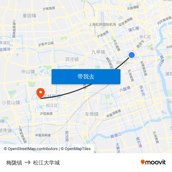 梅陇镇 to 松江大学城 map