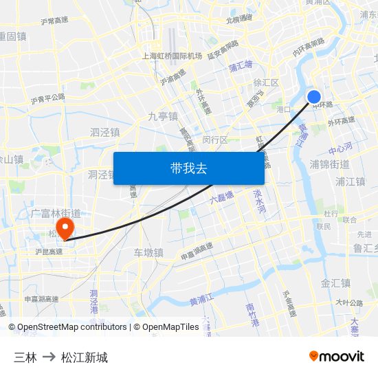 三林 to 松江新城 map
