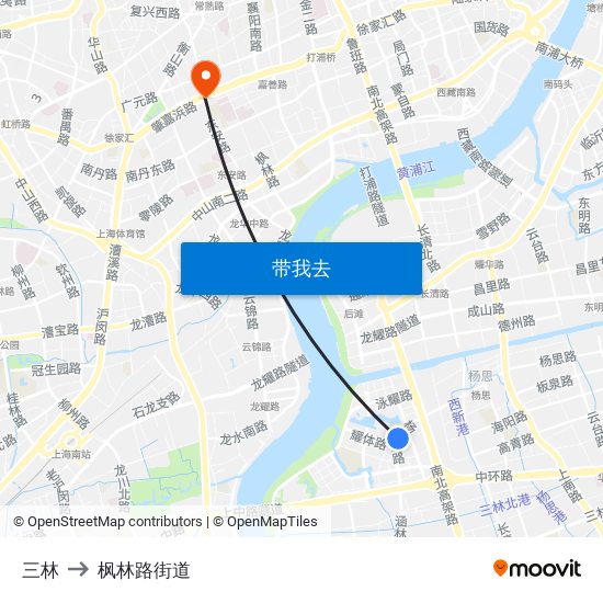 三林 to 枫林路街道 map