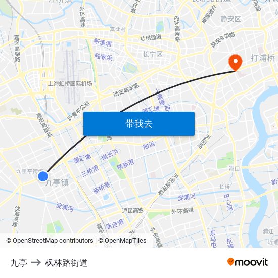 九亭 to 枫林路街道 map