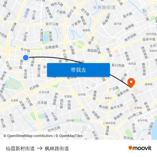 仙霞新村街道 to 枫林路街道 map