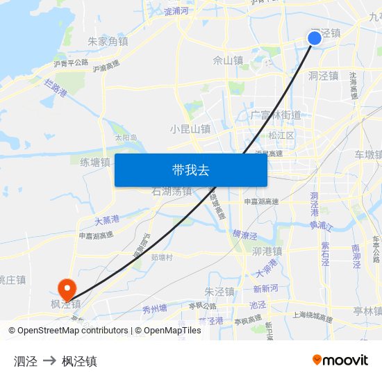 泗泾 to 枫泾镇 map