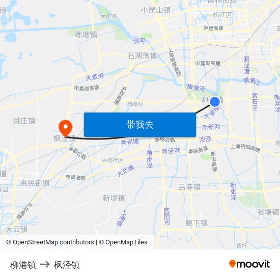 柳港镇 to 枫泾镇 map