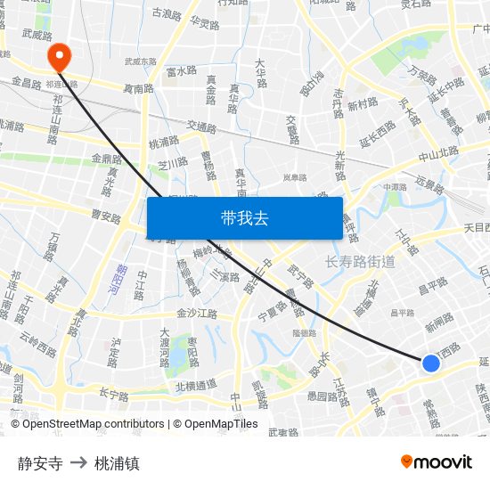 静安寺 to 桃浦镇 map