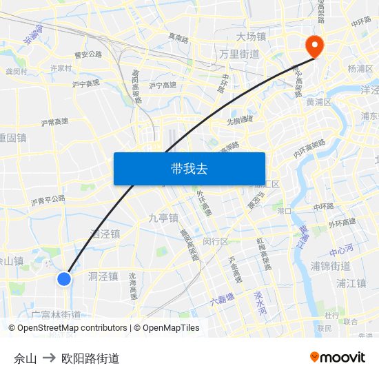 佘山 to 欧阳路街道 map
