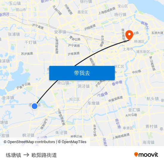 练塘镇 to 欧阳路街道 map