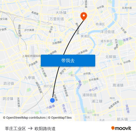 莘庄工业区 to 欧阳路街道 map