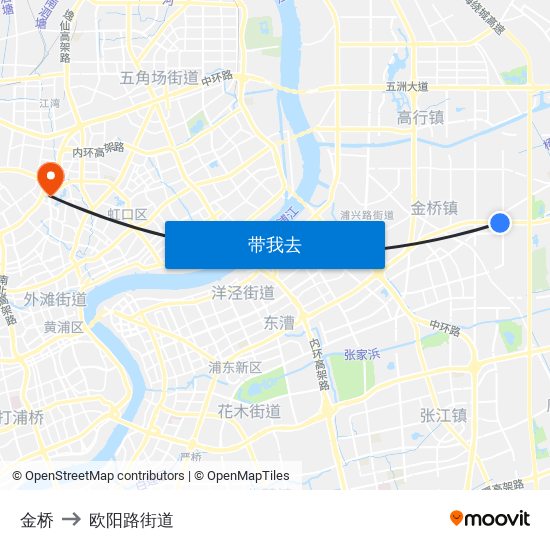 金桥 to 欧阳路街道 map