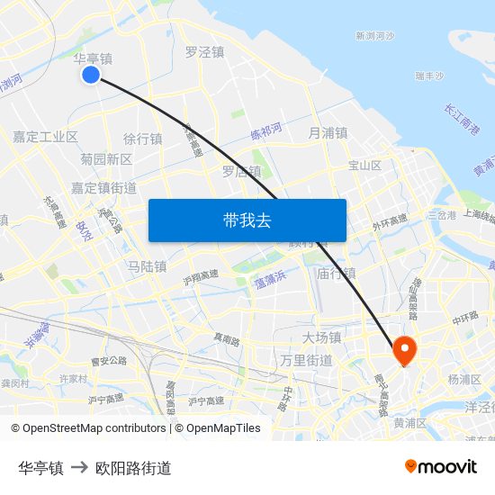 华亭镇 to 欧阳路街道 map